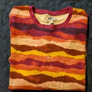 Lands' End Women's Warm Toned Striped Sweatshirt